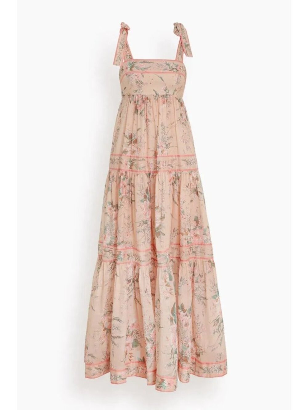 Zimmermann Moonshine Tie Shoulder Floral Maxi Dress Cream Pink Size 2 - Picture 9 of 11